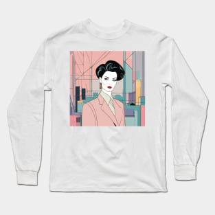 Vivid Dreams Art Deco Patrick Nagel 80s Long Sleeve T-Shirt